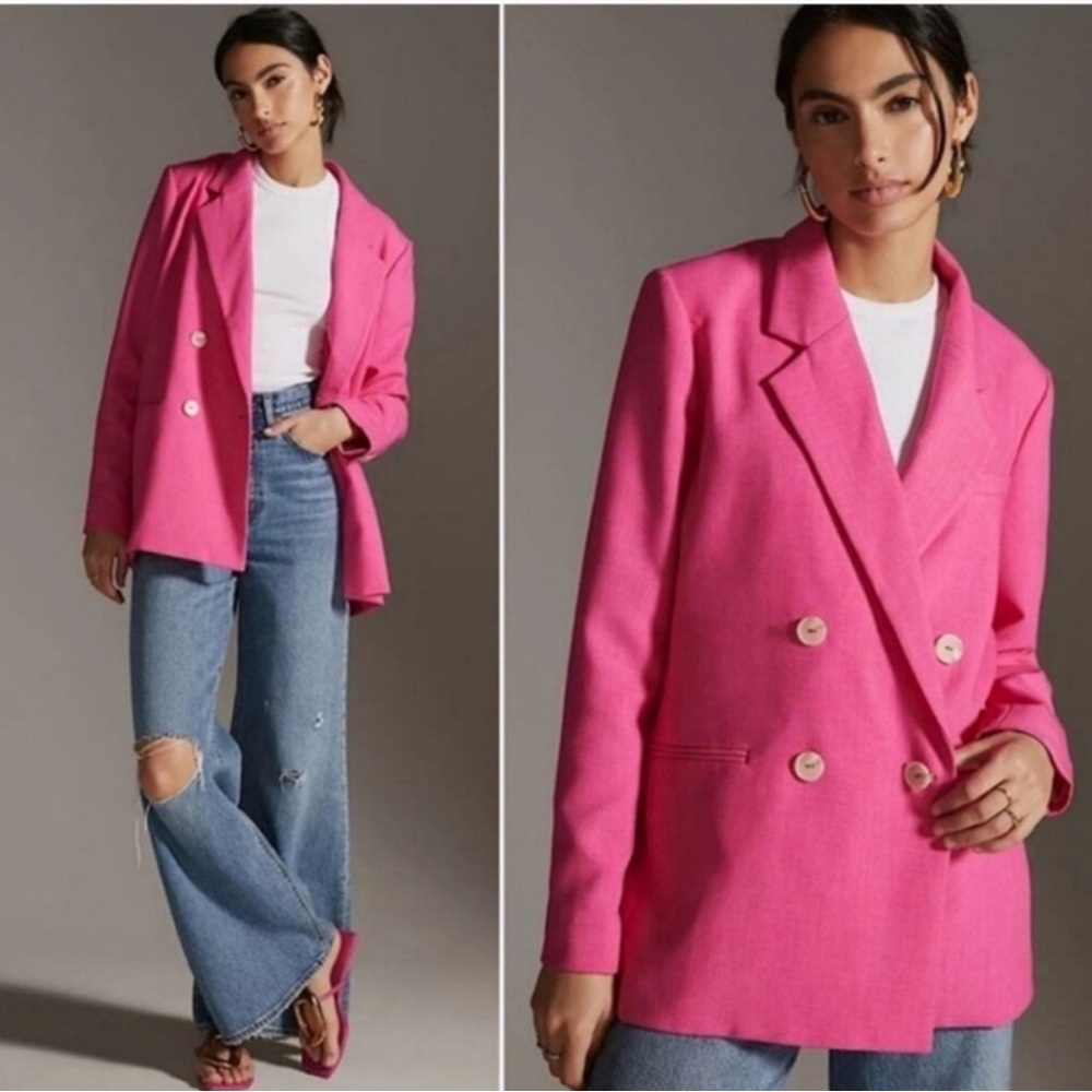 Women's Pink Double-Breasted Blazer